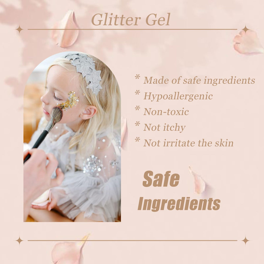 Prehot chunky glitter gel applied to hair for festival-ready shine