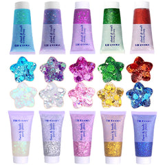 Prehot face glitter gel 30ml for radiant skin sparkle in white and silver