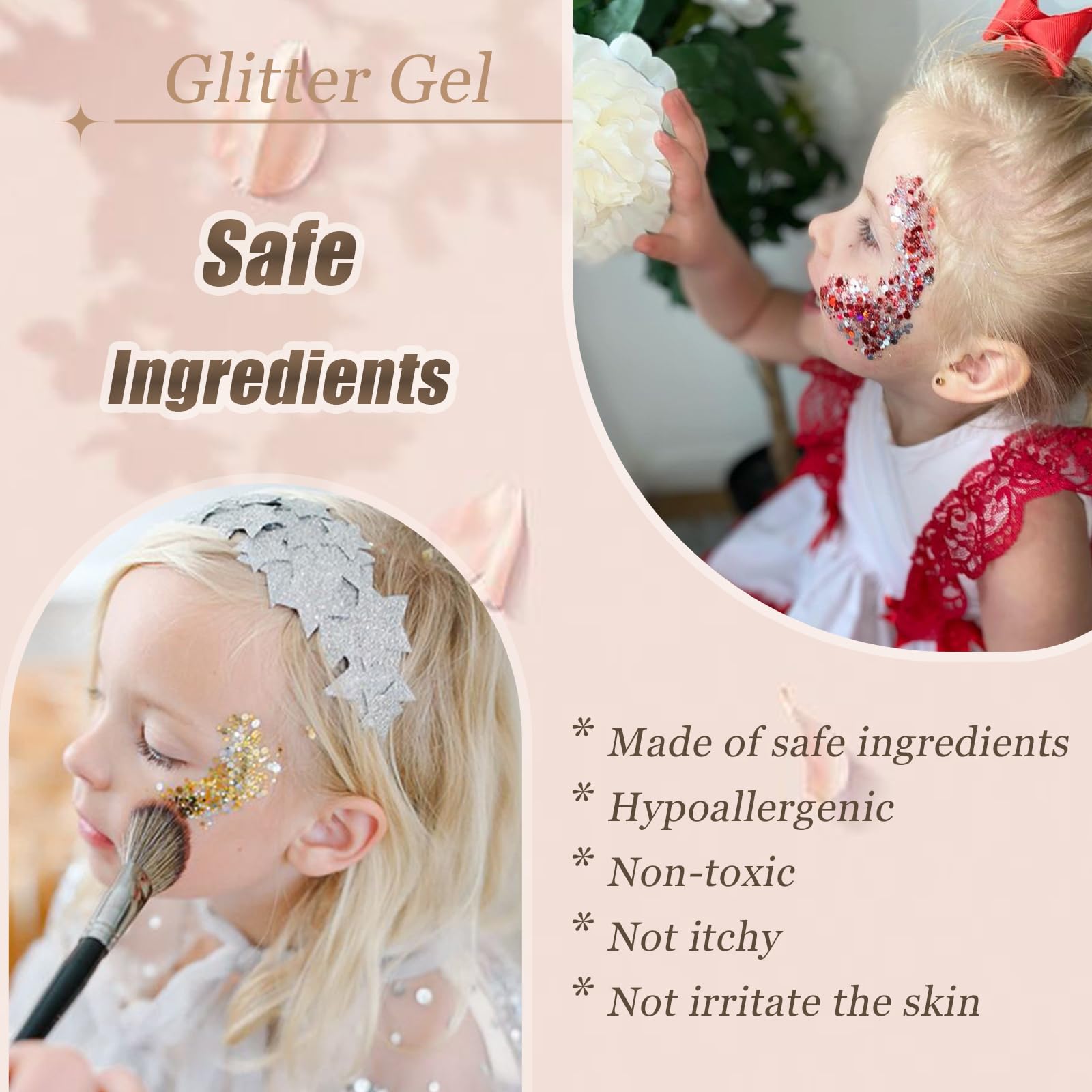 Prehot face glitter beauty showcases chunky sequins for eye-catching looks.