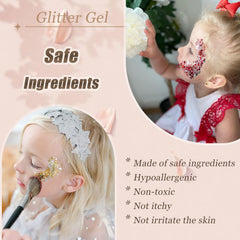 Prehot face glitter beauty showcases chunky sequins for eye-catching looks.