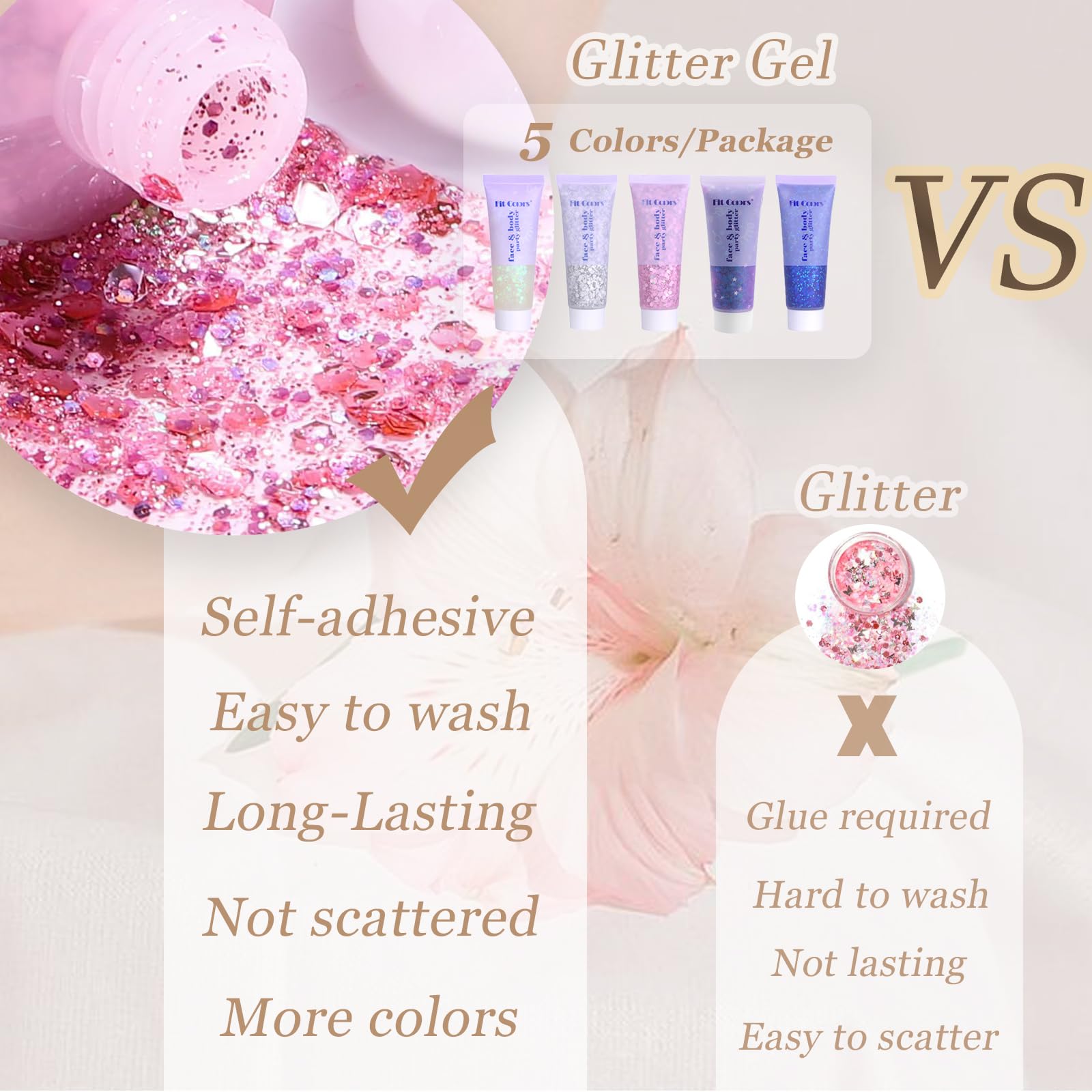 Prehot hair glitter gel adds festival sparkle for bold party looks.