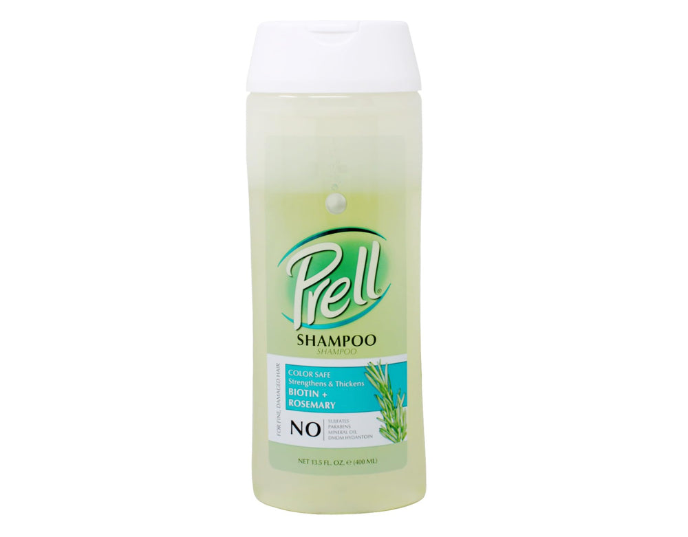 Prell Biotin Rosemary Shampoo hair finish shot conveys shine and manageability