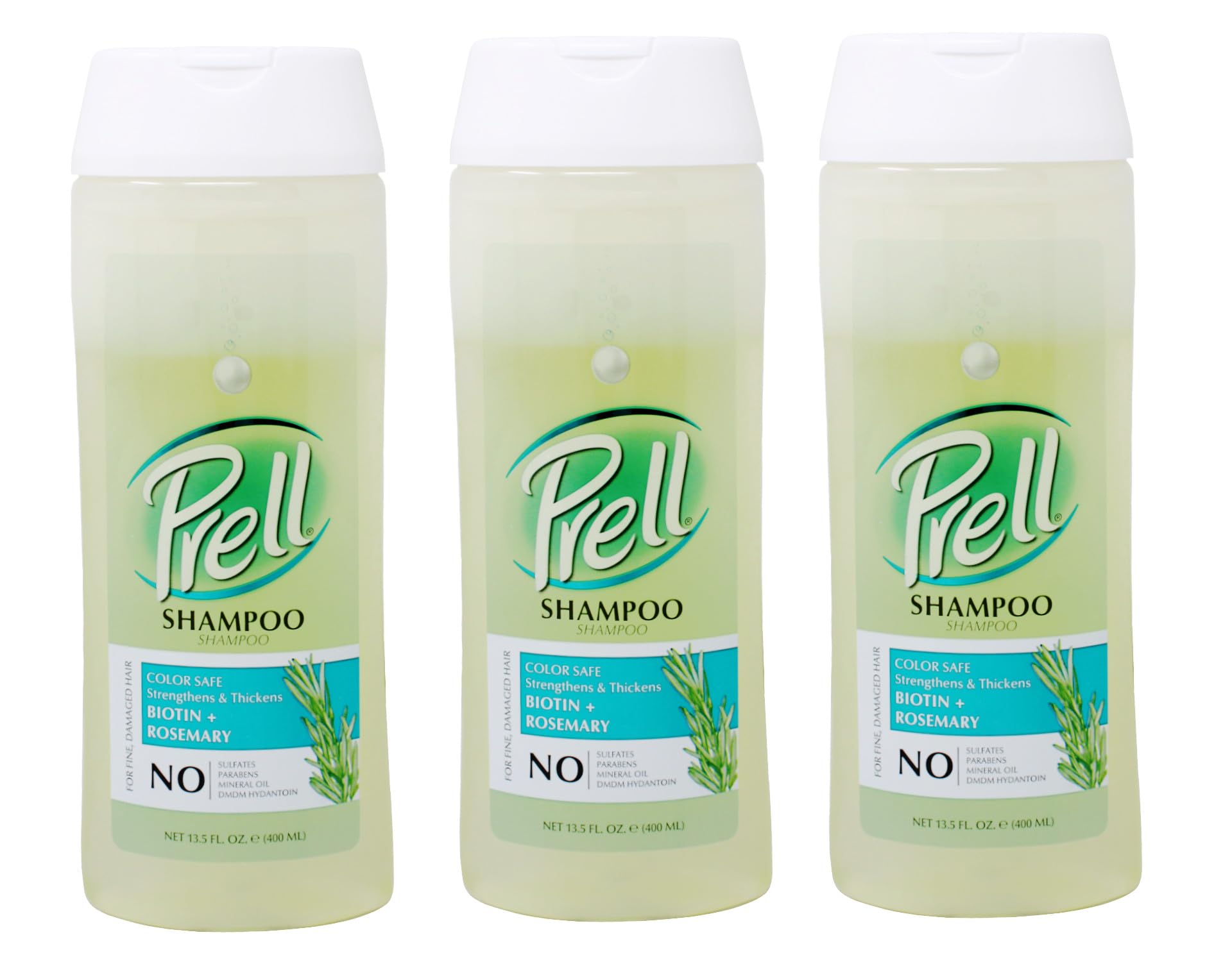 Prell Biotin Rosemary Shampoo pour bottle captured during use with rich aroma