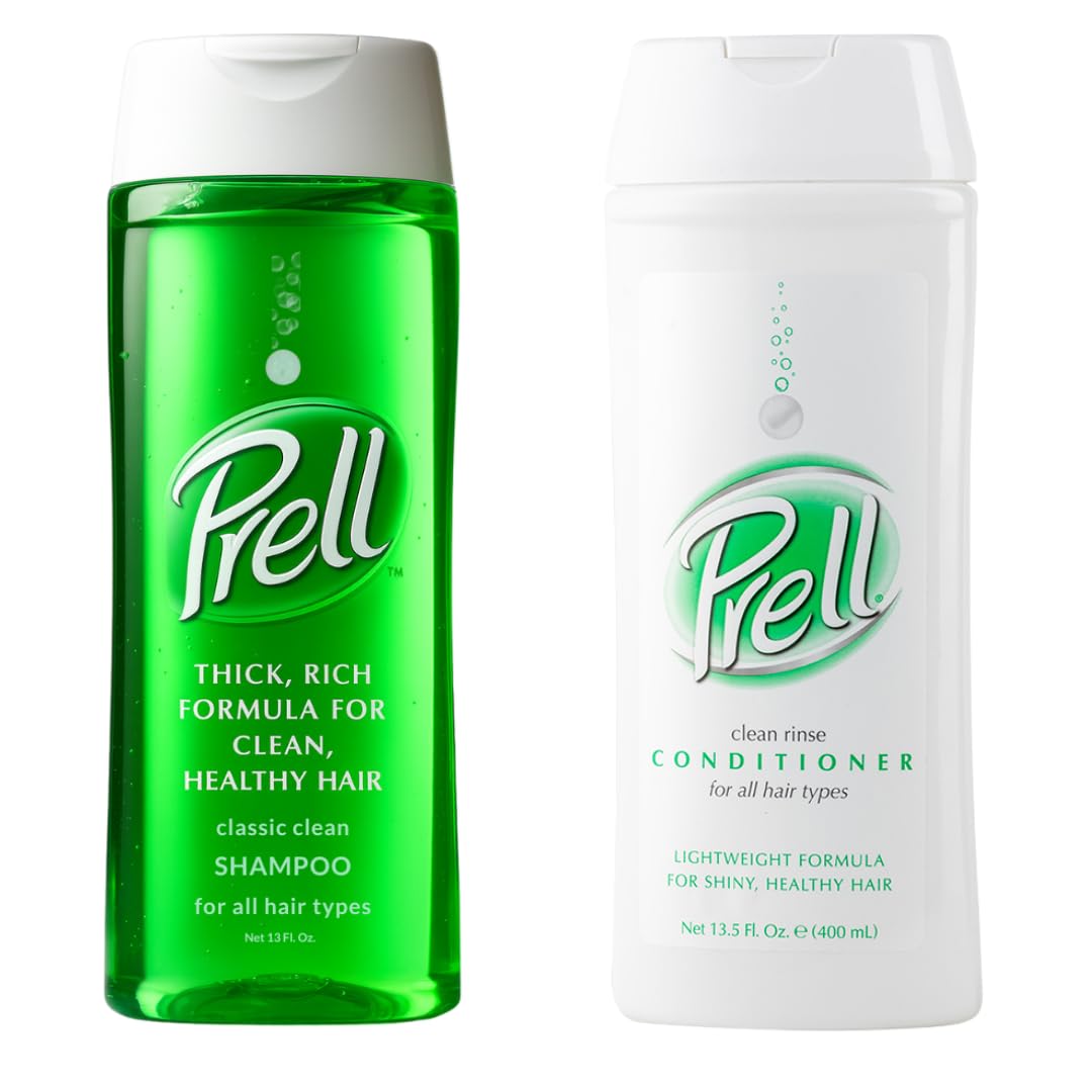 Prell bottle classic clean pour, suggesting quick daily cleansing.