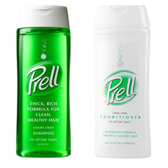 Prell bottle classic clean pour, suggesting quick daily cleansing.