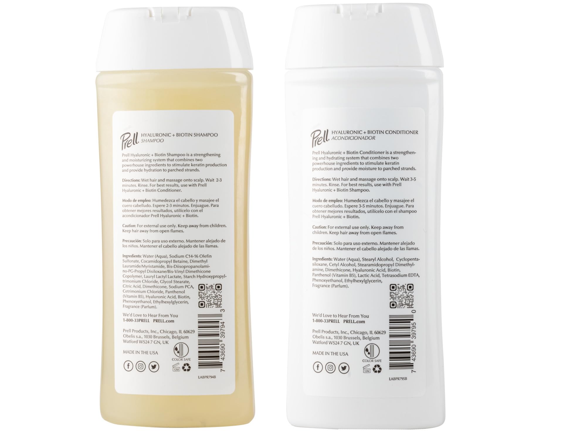 Prell Hyaluronic + Biotin Shampoo being poured shows easy distribution