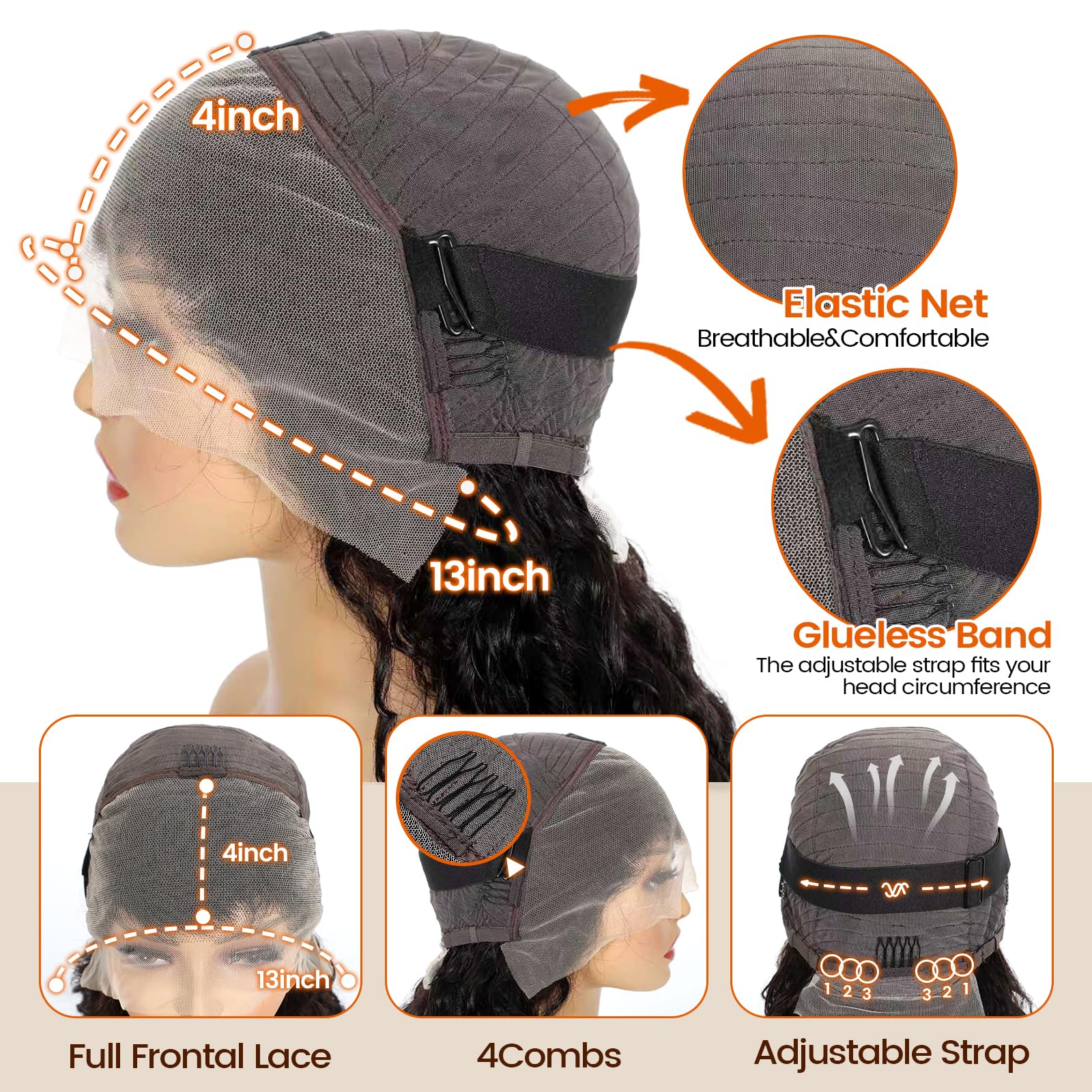 PREMAY 13x4 lace front wig closeup reveals bleached knots for a seamless part.