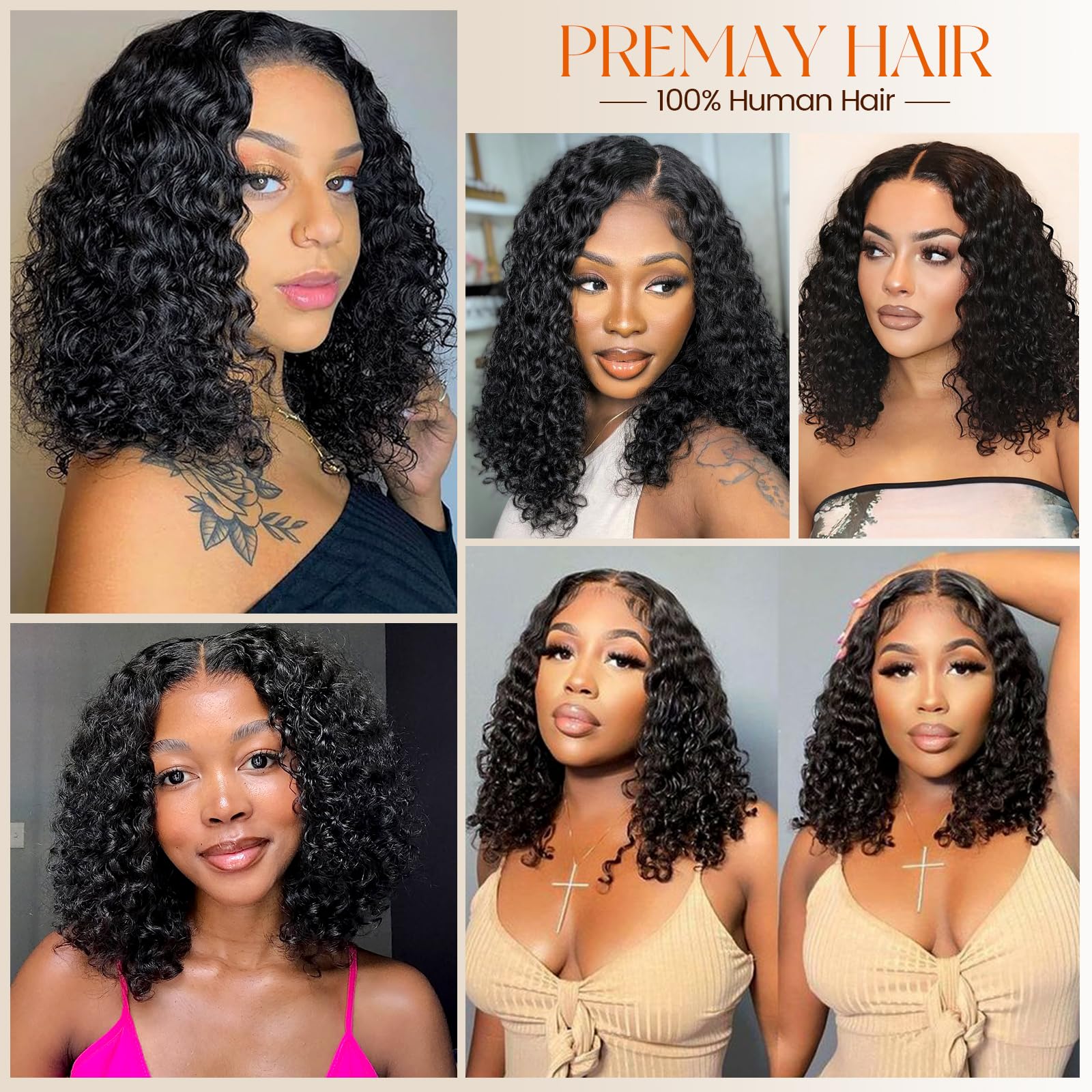 PREMAY wet-look wavy style image suggests fast styling for on-the-go days.