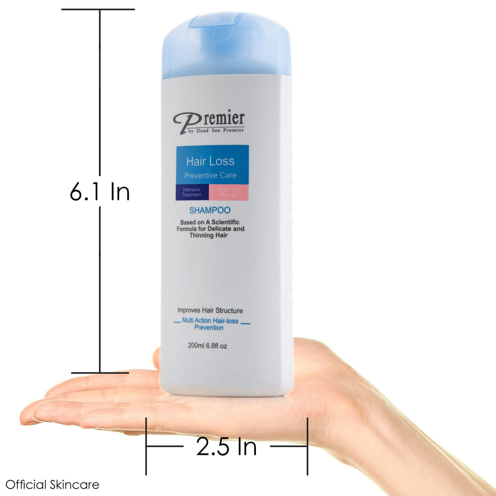 Premier Dead Sea anti hair loss shampoo lather texture highlights soothing scalp cleansing.