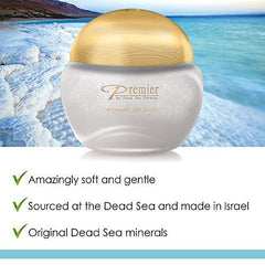 Premier Dead Sea Aromatic Salt Scrub texture close-up highlighting exfoliation and hydration potential