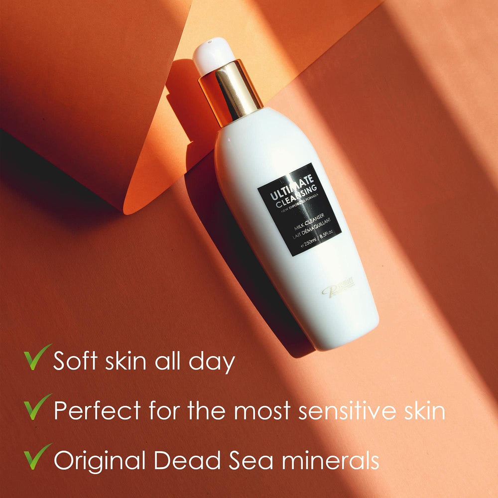 Premier Dead Sea Cleansing Milk packaging front highlights classic collection.