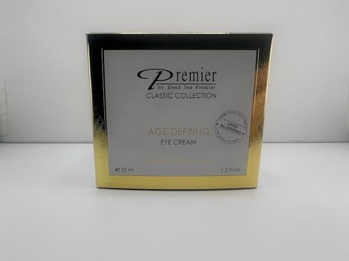 Premier Dead Sea Eye Cream packaging highlighting hypoallergenic and dermatologist-tested claims.