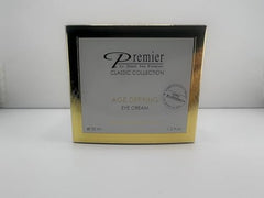 Premier Dead Sea Eye Cream packaging highlighting hypoallergenic and dermatologist-tested claims.
