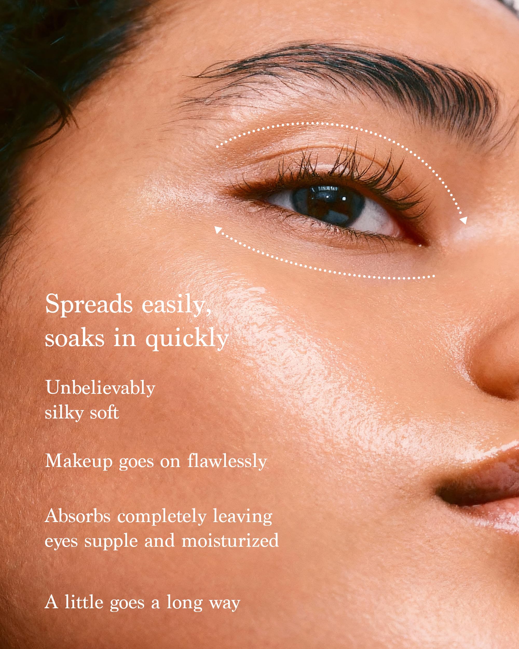 Premier Dead Sea Eye Serum being tapped around the eye area for gentle use.
