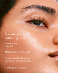 Premier Dead Sea Eye Serum being tapped around the eye area for gentle use.