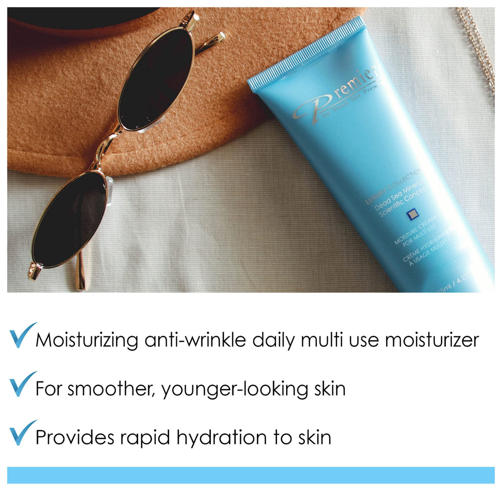 Texture close-up shows a lightweight cream with quick absorption.