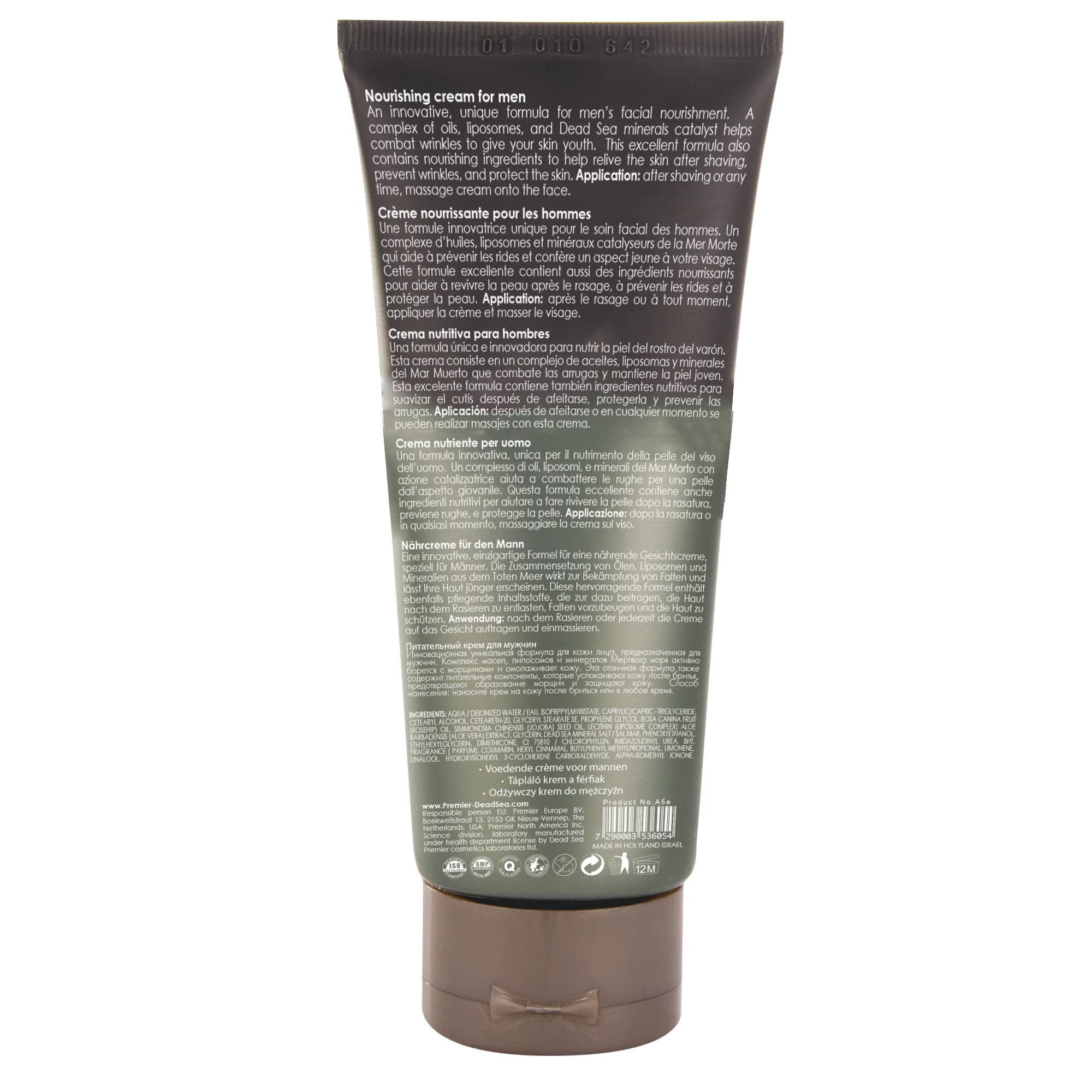 Premier Dead Sea Nourishing Cream for Men applying to the face for targeted daily care