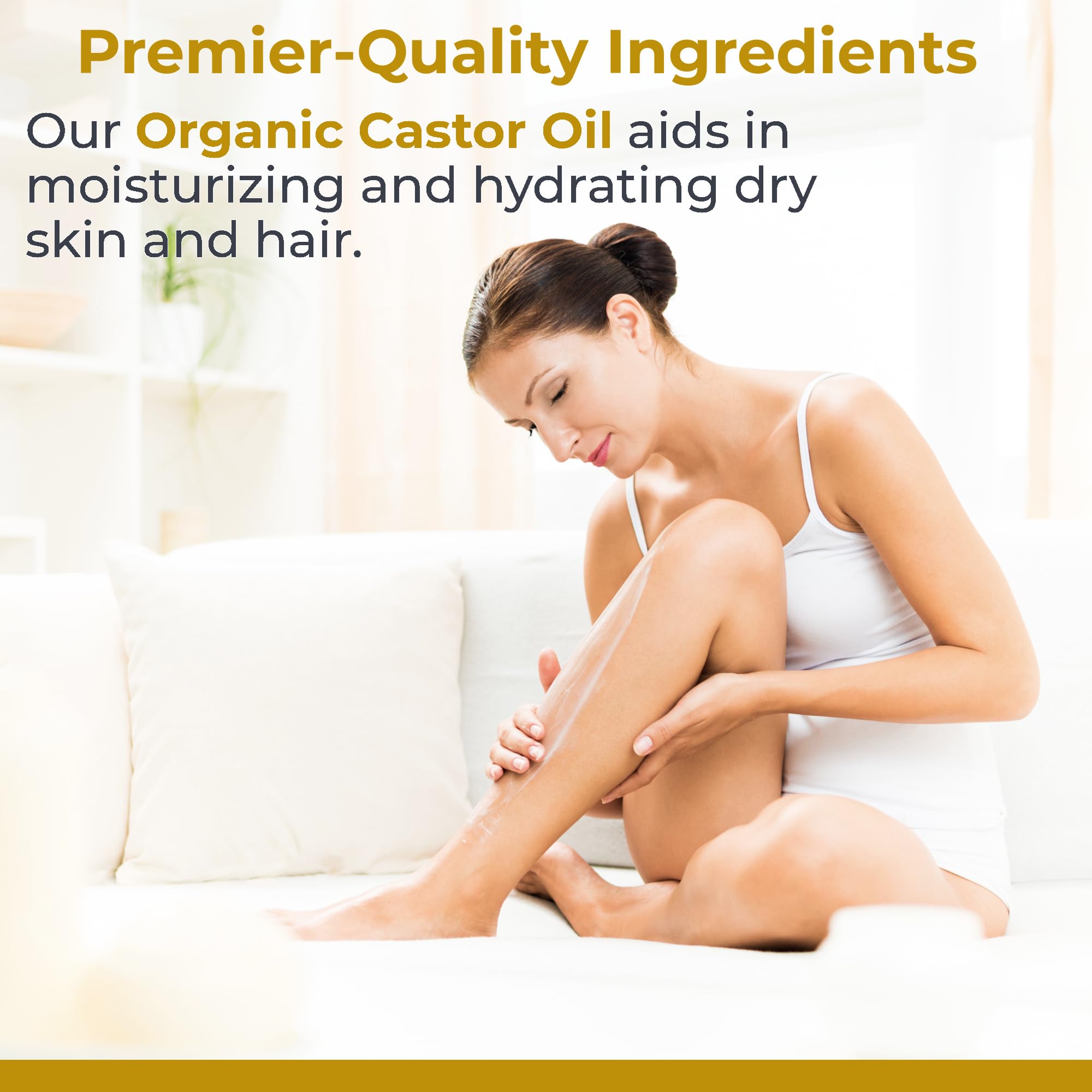Premier Research Labs hexane-free castor oil bottle ideal for eyelash care.