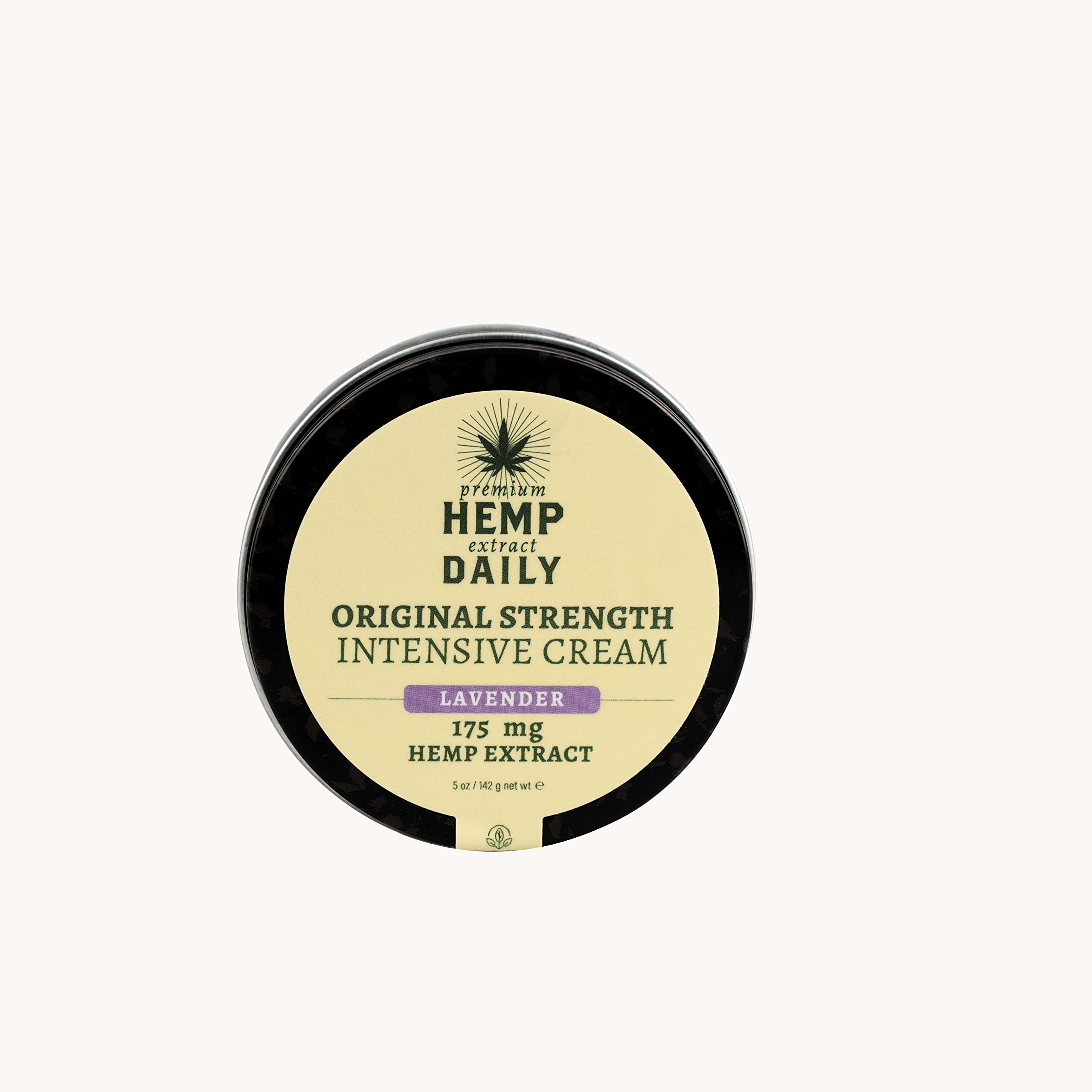 Premium Hemp Daily Intensive Cream lavender jar showing rich hydration and glow