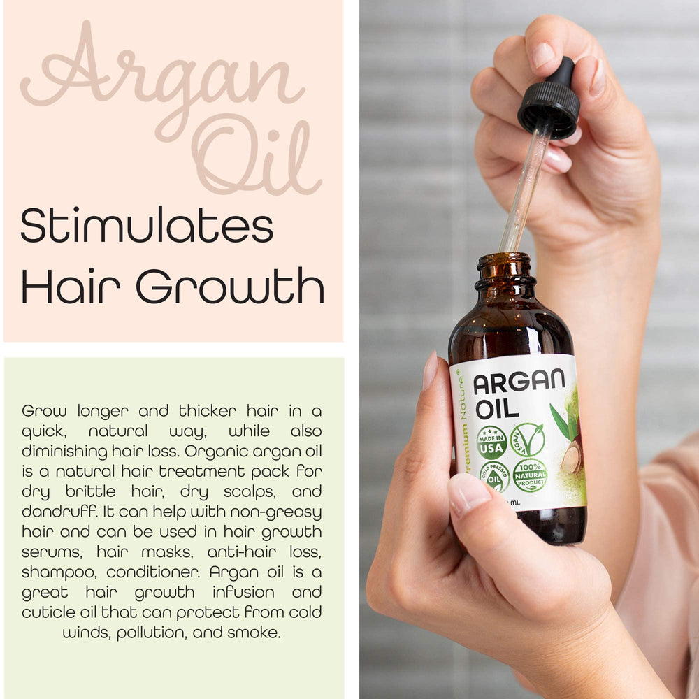 Argan oil dropper enables easy, mess-free application for hair care