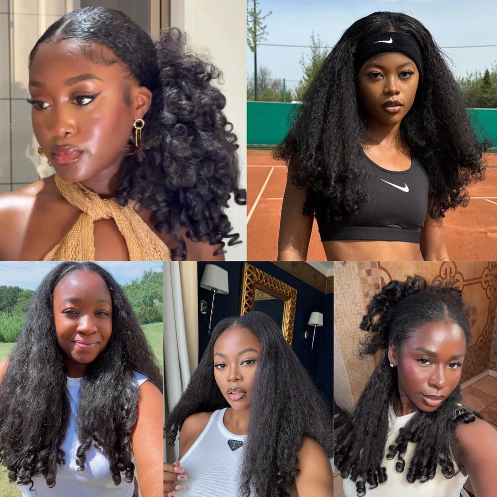PREMPO Afro V Part Wig clip-in half wig for quick styling.
