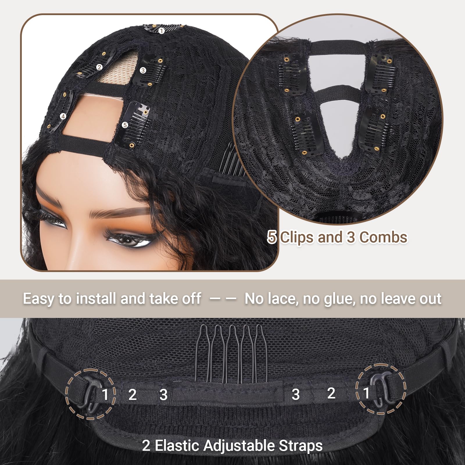 PREMPO Afro V Part Wig kinky curly texture and bounce.