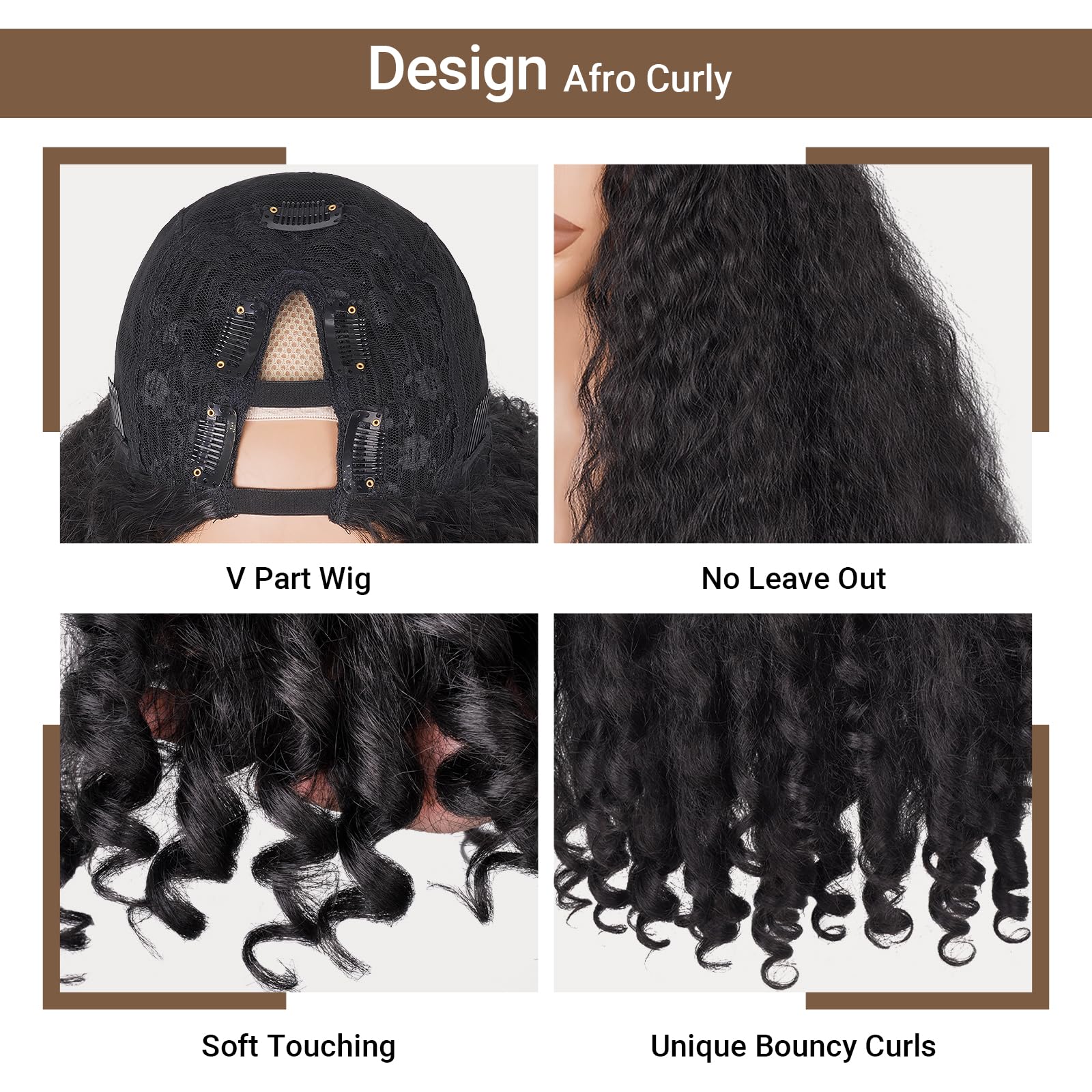 PREMPO Afro V Part Wig soft, high-density fibers for fullness.