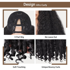 PREMPO Afro V Part Wig soft, high-density fibers for fullness.