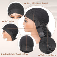 PREMPO Curly Wig with Velcro closure and three combs for secure styling
