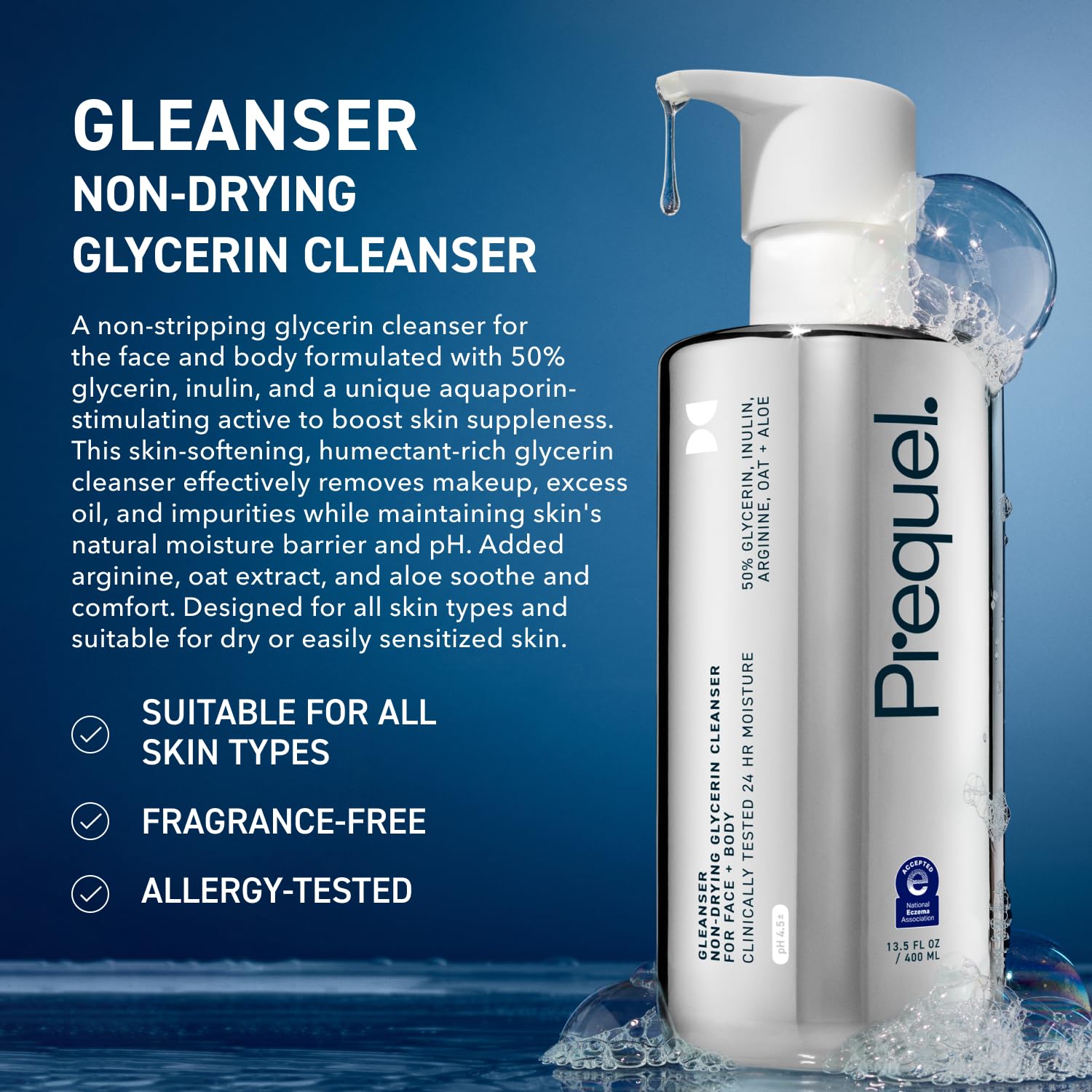 Prequel Gleanser bottle side view showing two-pack packaging.