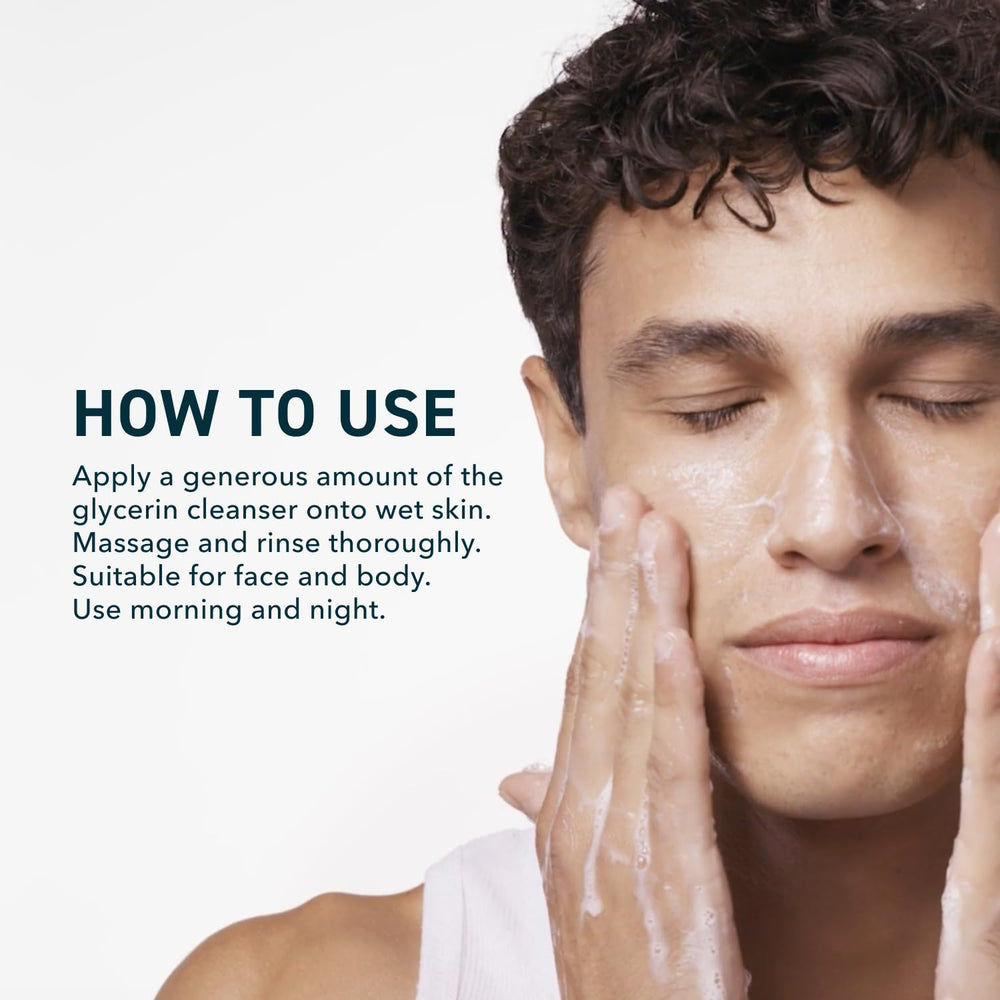 Hands applying Prequel Gleanser during a morning routine for refreshed skin.