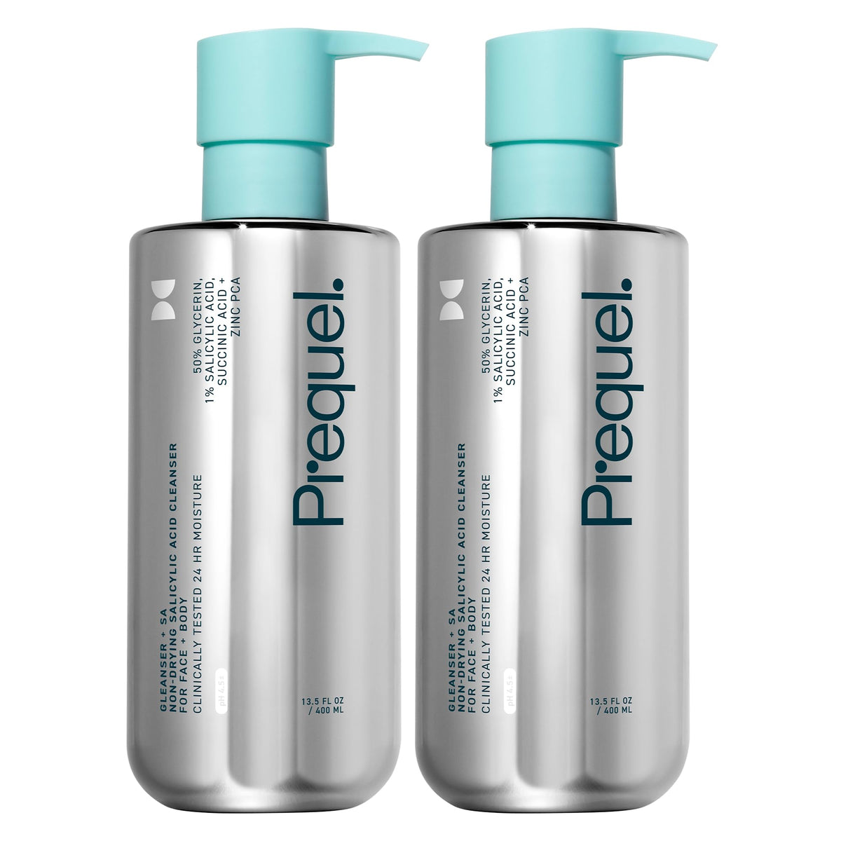 Prequel Skin Gleanser SA bottle with pump for easy daily cleansing