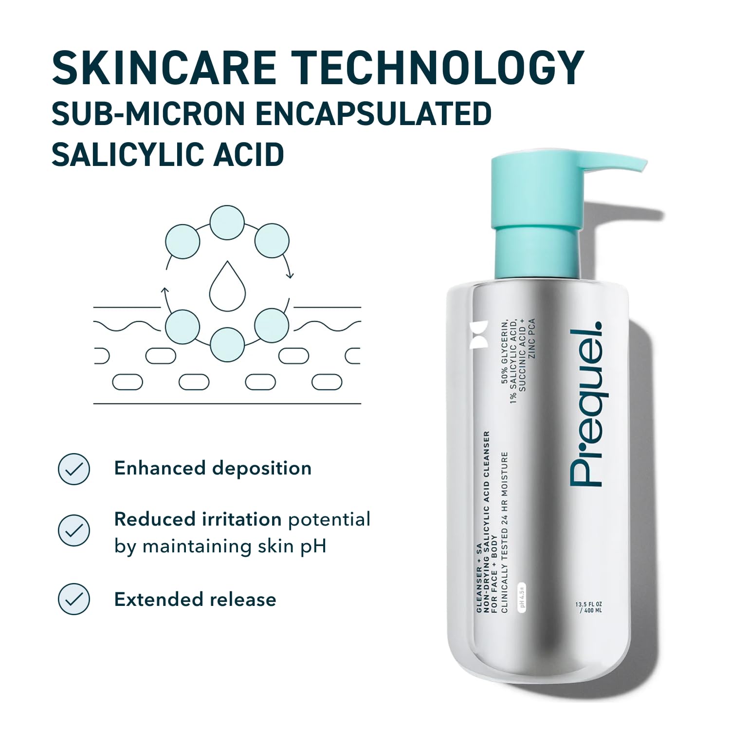 Ingredient list highlight: glycerin, salicylic acid, zinc PCA