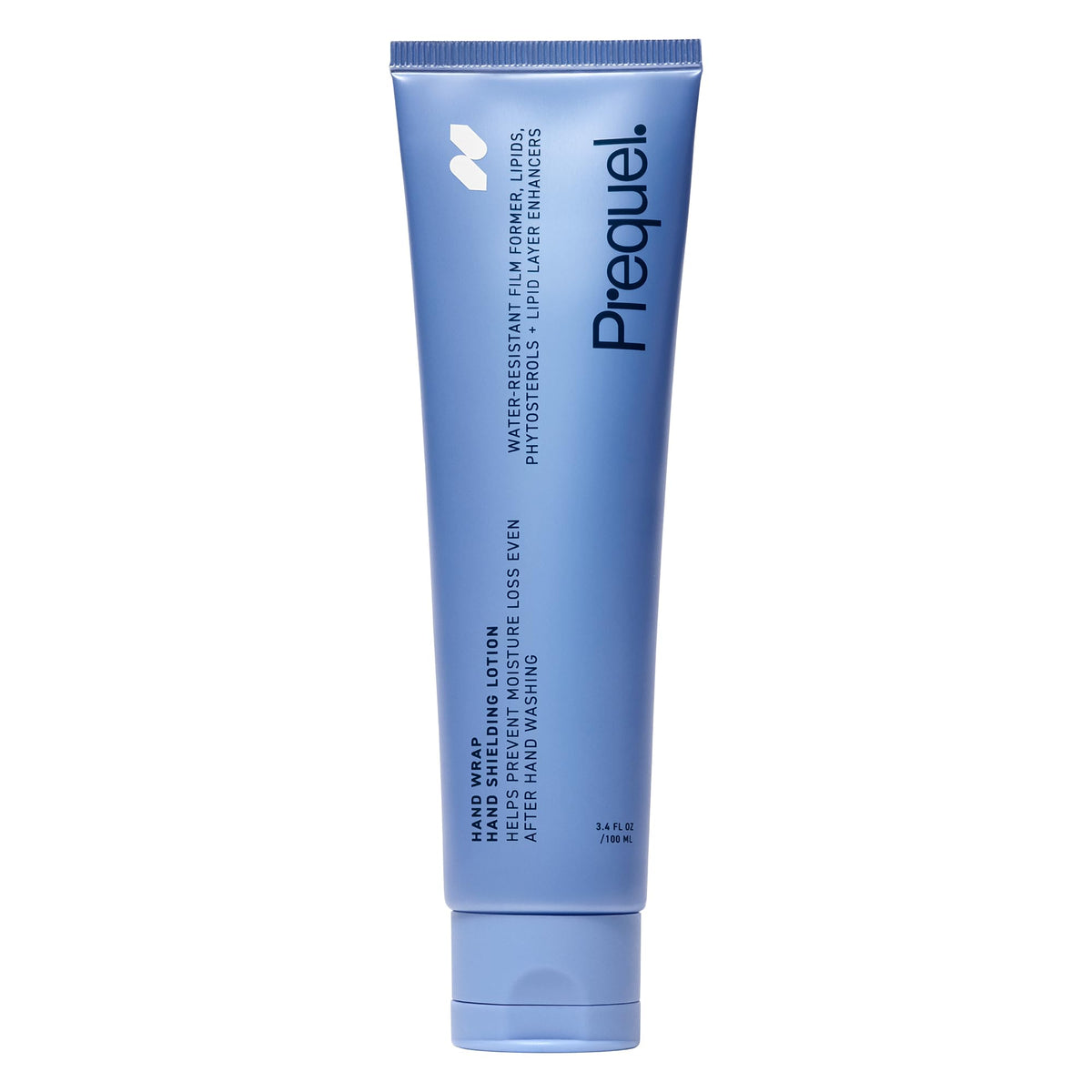 Prequel Skin Hand Wrap bottle demonstrates fragrance-free hydration for daily use