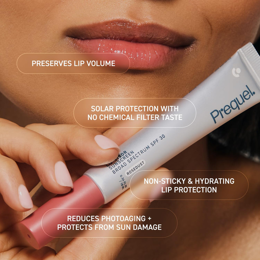 Prequel Lip Visor with Physalis Extract supports smoother-looking lips.