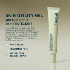 Close-up of Prequel Skin Utility Gel texture highlighting non-greasy absorption.