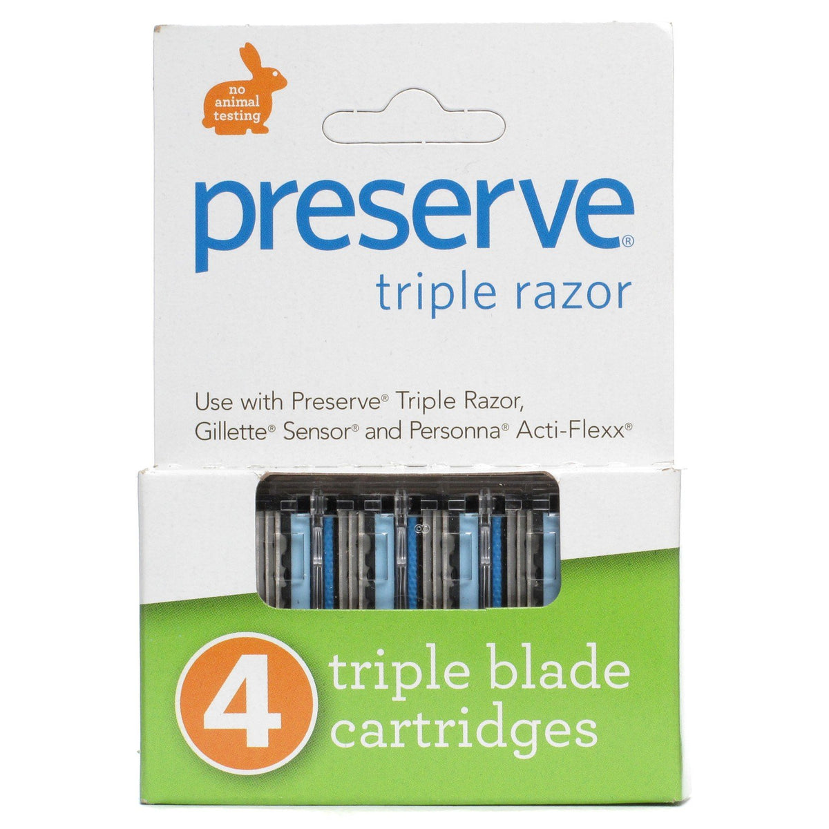 Preserve PRE-5091P2 triple razor blade with lubrication strip for smoother shaves