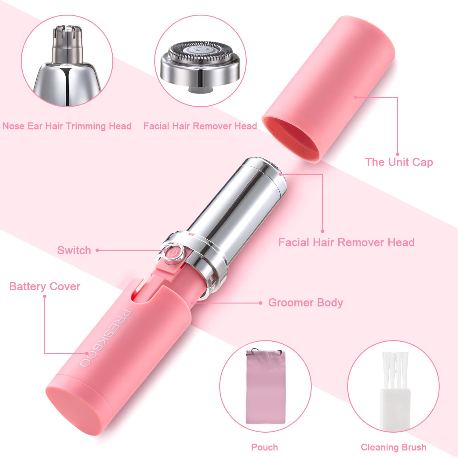 PRESKBOO face hair remover for peach fuzz and clearer skin.