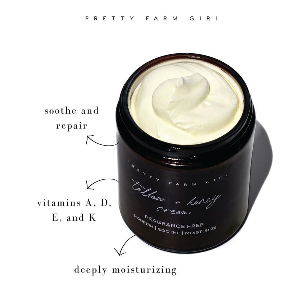 Pretty Farm Girl Tallow + Honey Body Butter fragrance-free option ideal for fragrance-sensitive skin