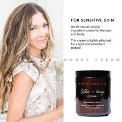 Pretty Farm Girl Tallow + Honey Body Butter hand-apply on arm demonstrates easy daily use