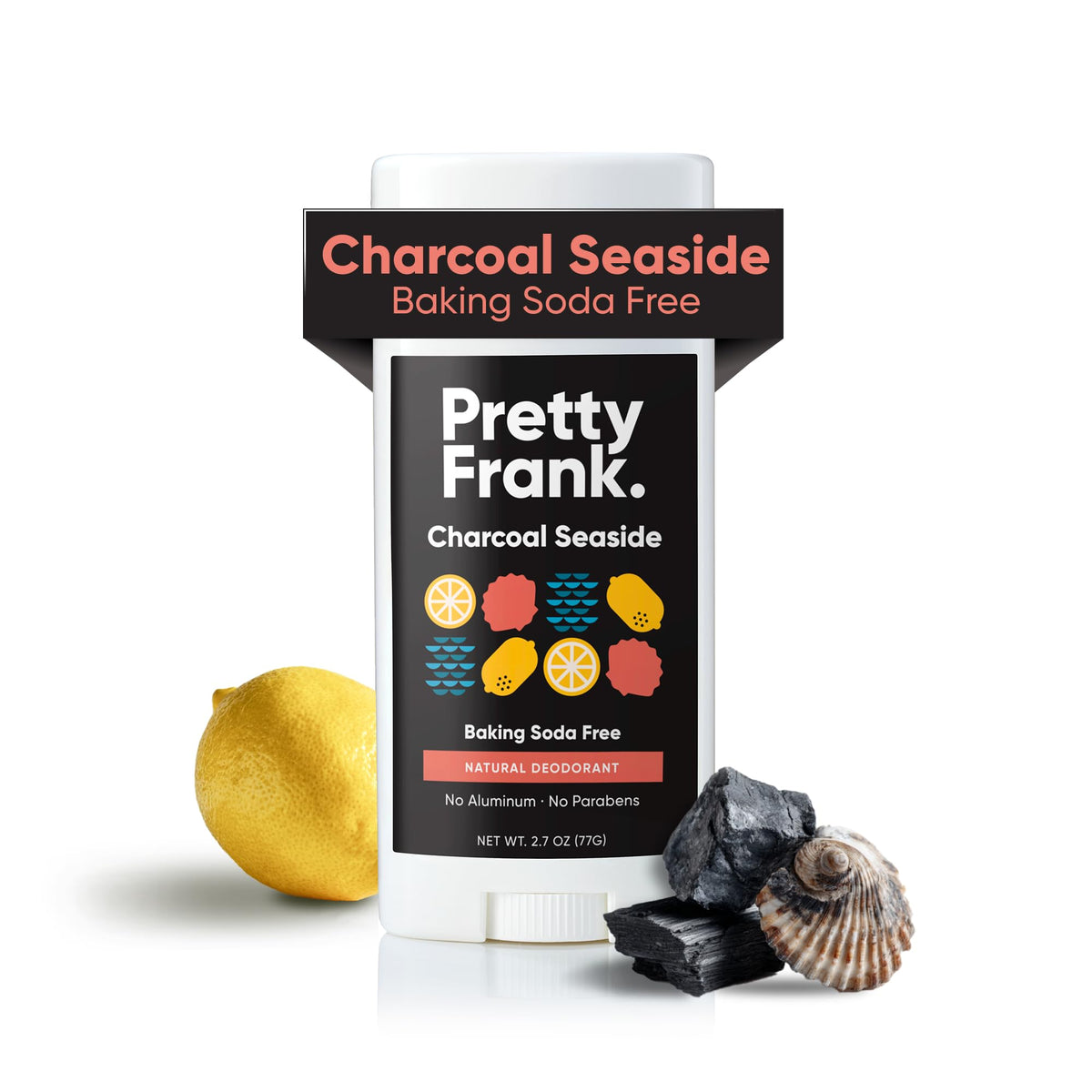 Pretty Frank Charcoal Seaside deodorant swatch highlighting aluminum-free protection