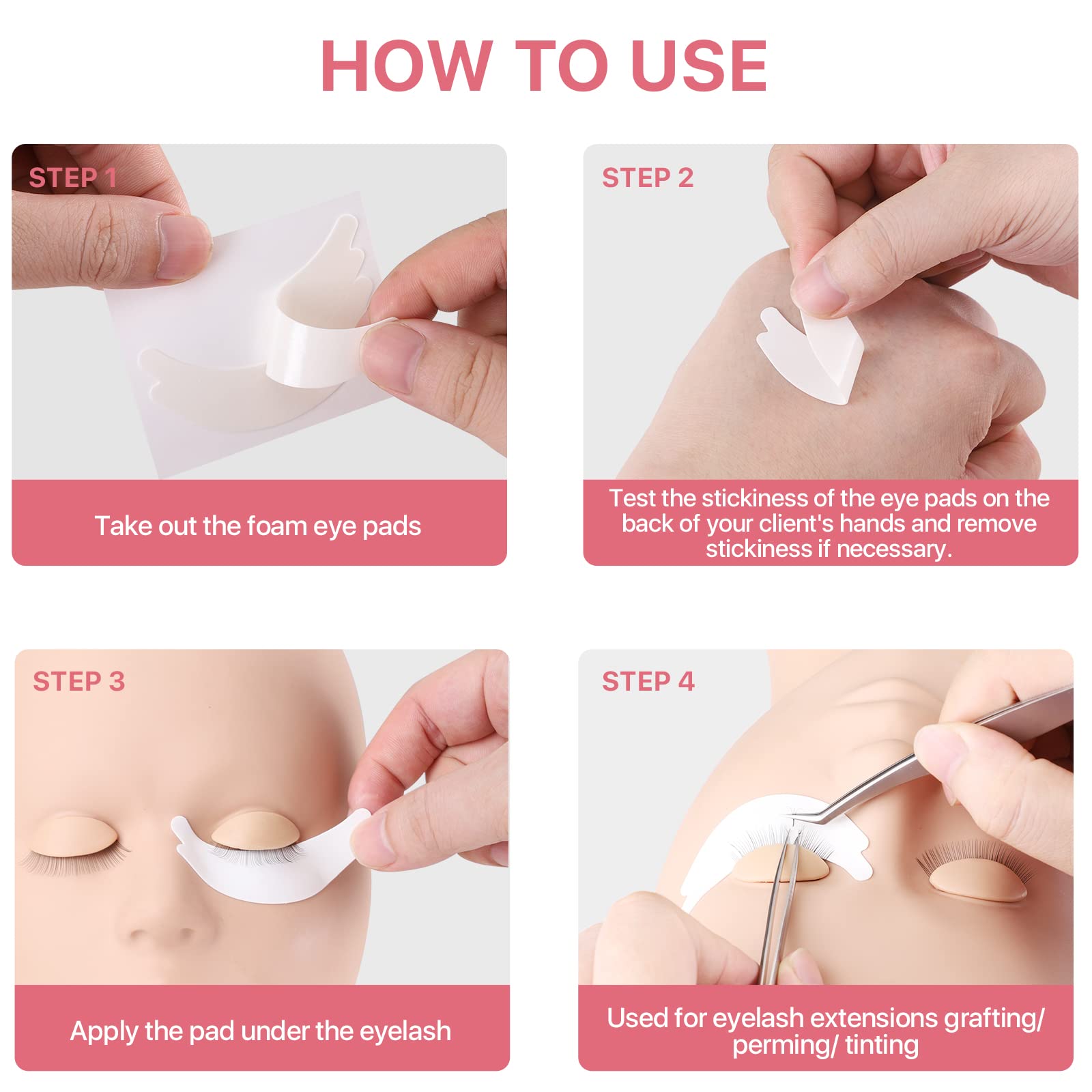 Pretty Memory latex-free eye pads offer comfortable removal with gentle lift-off.