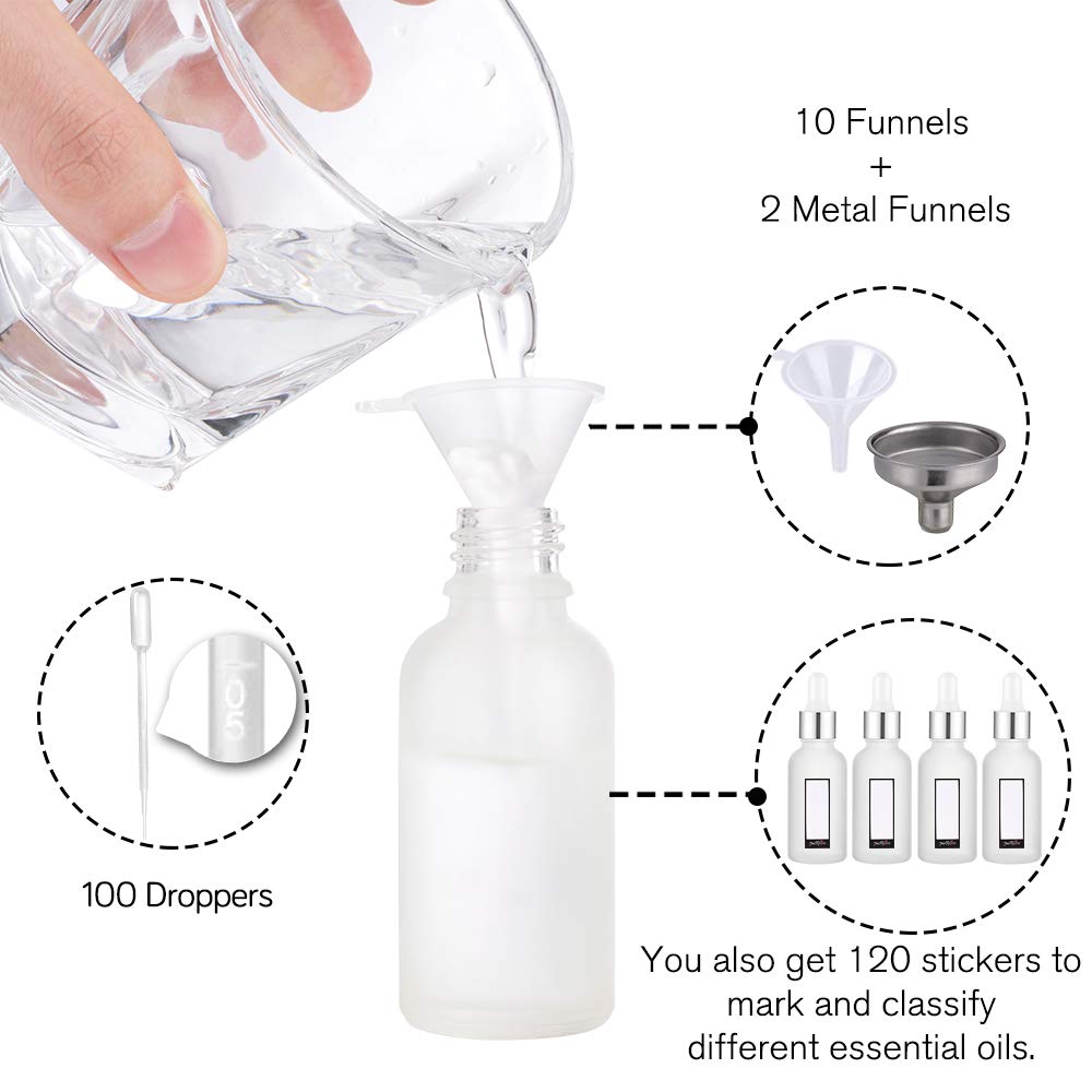 PrettyCare included funnels and labels simplify refilling and organization.