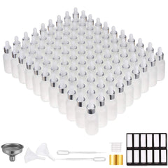 PrettyCare glass dropper bottles set of 99 for bulk essential oil storage.