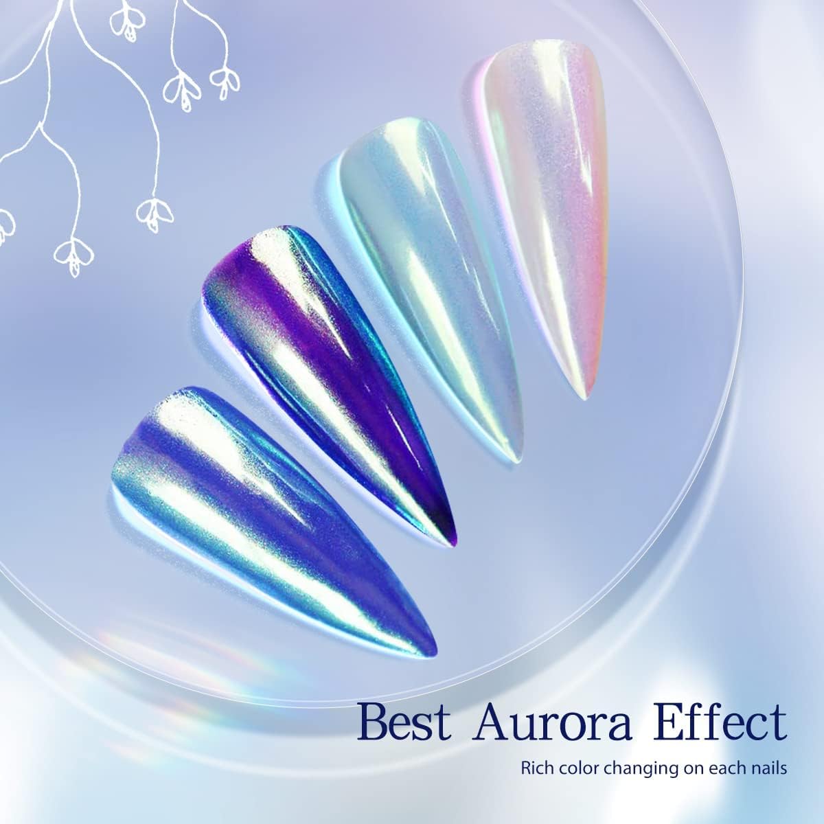 Pretty Diva Aurora Chrome powder packaging emphasizes premium pigment and portability.