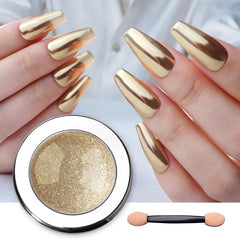 PrettyDiva Champagne Gold nail powder jar for a radiant mirror finish.