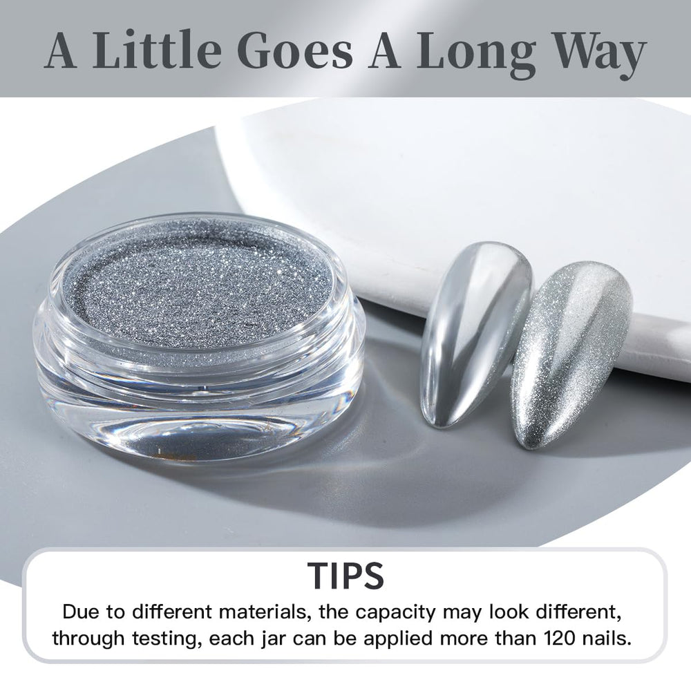 PrettyDiva chrome powder with UV-LED curing guidance ensures proper set.