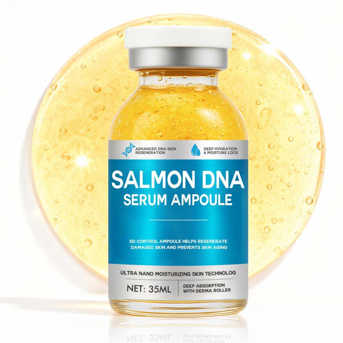 Prettypum Salmon DNA Ampoule bottle shows travel-friendly design for on-the-go skincare