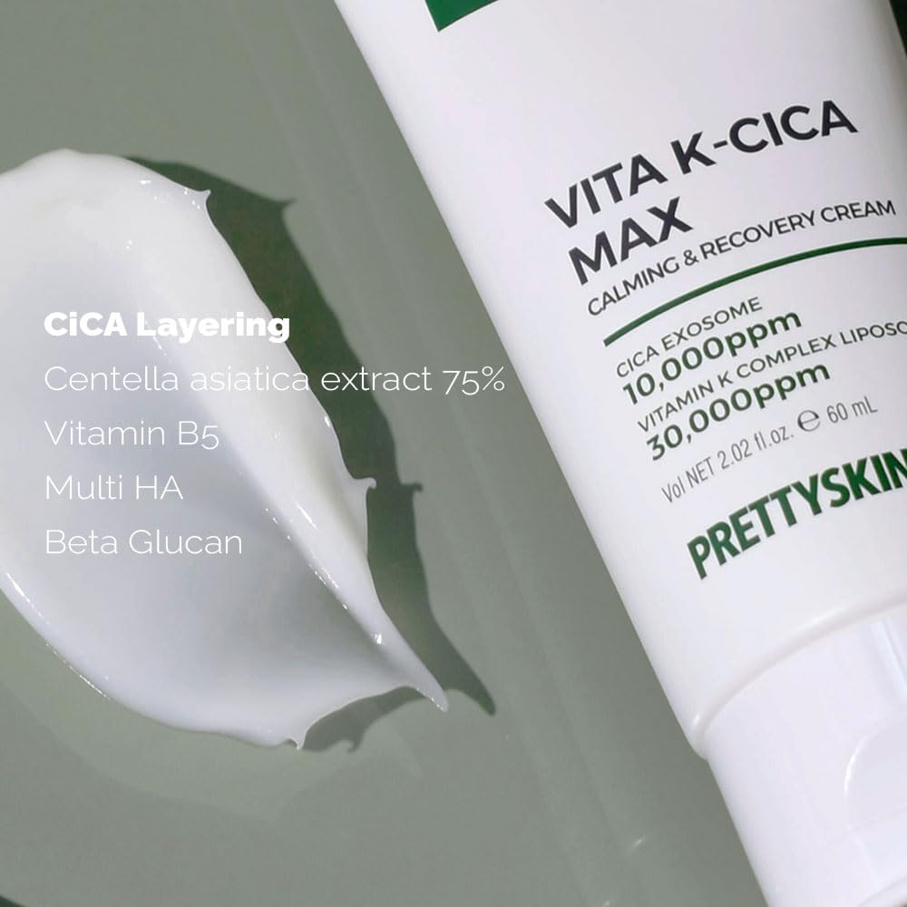 Texture close-up of PRETTYSKIN Cica Exosome Cream for a lightweight feel.