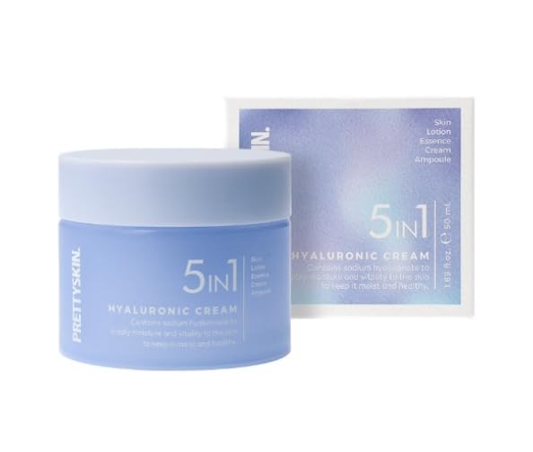 PRETTYSKIN Daily 5-in-1 Face Cream bottle offering hydration and a simplified skincare routine.